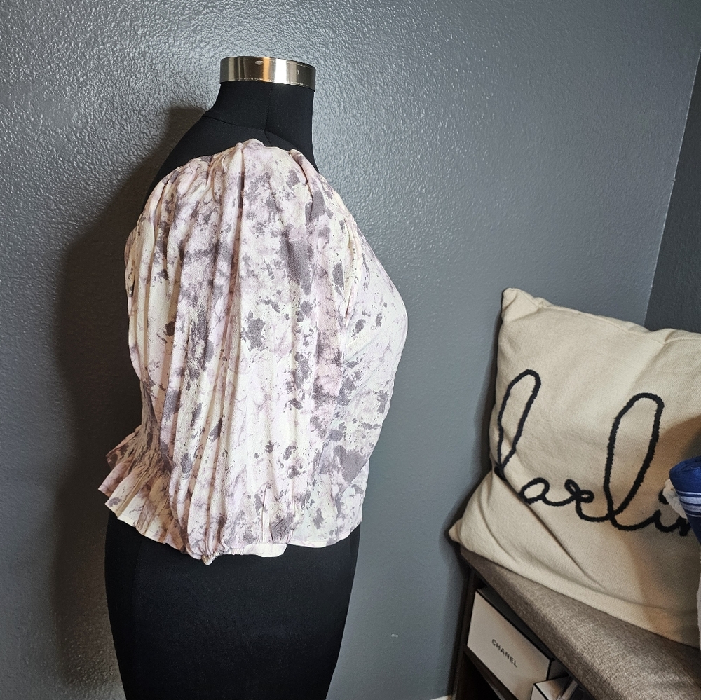 Nordstrom brand Open edit Tie Front Puff Sleeve Blouse purple size 2X. - Picture 5 of 9